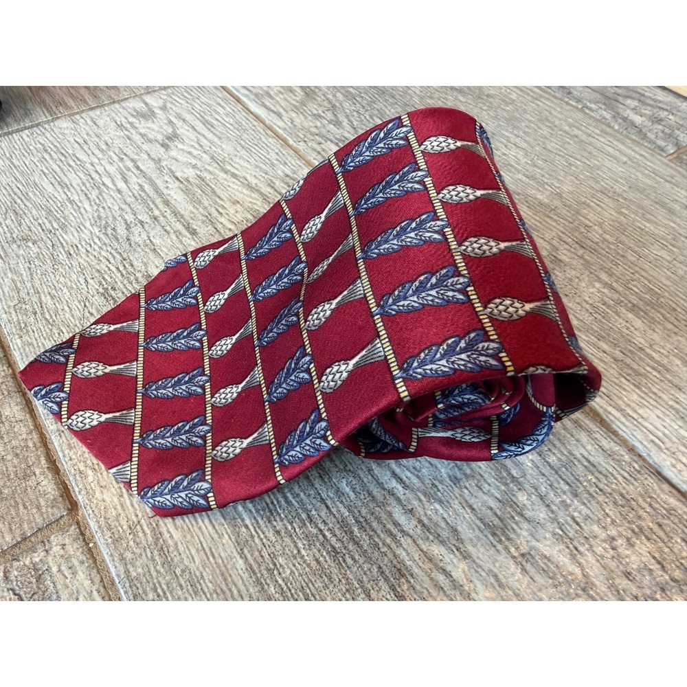 Countess Mara Neck Tie 100% Silk USA Vintage 80s Art Deco Necktie Burgundy